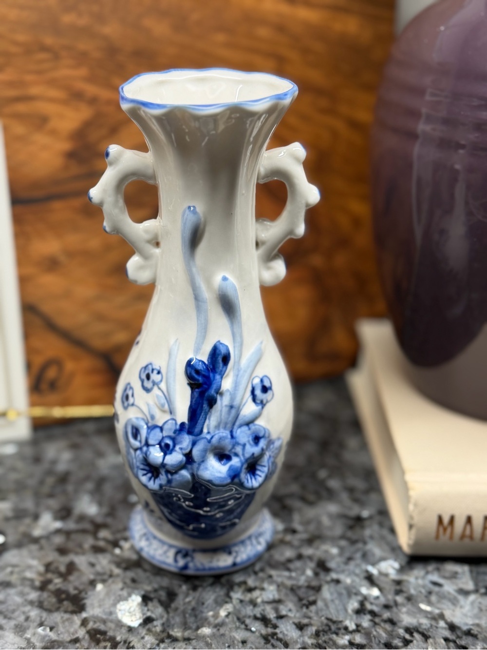 Blue and White Floral Porcelain Vase - Elegant Home Accent